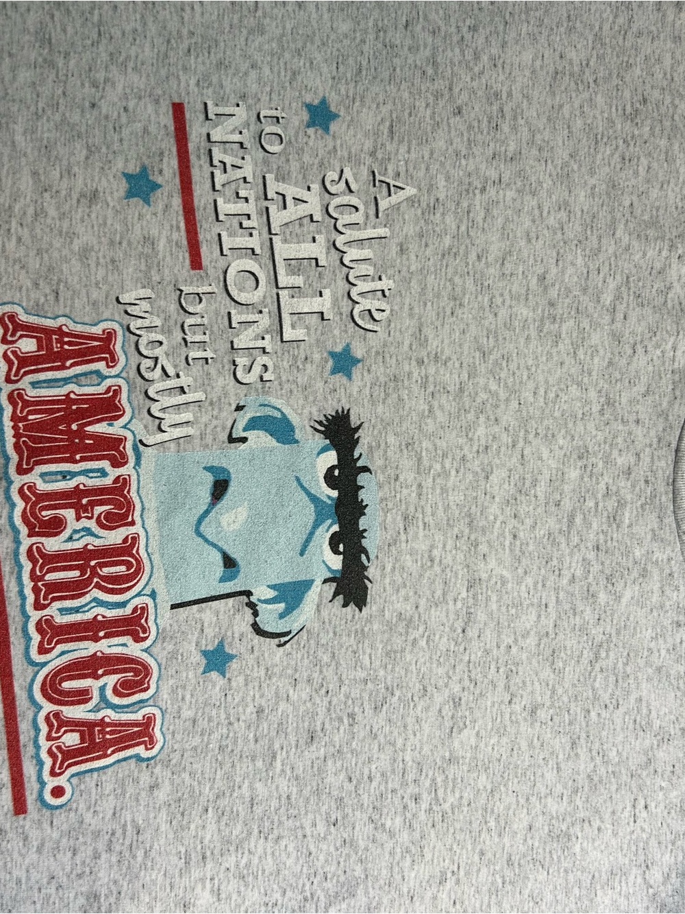 Bella Canvas Light Heather Grey Tee with Red, Blue & Black Patriotic Graphic
